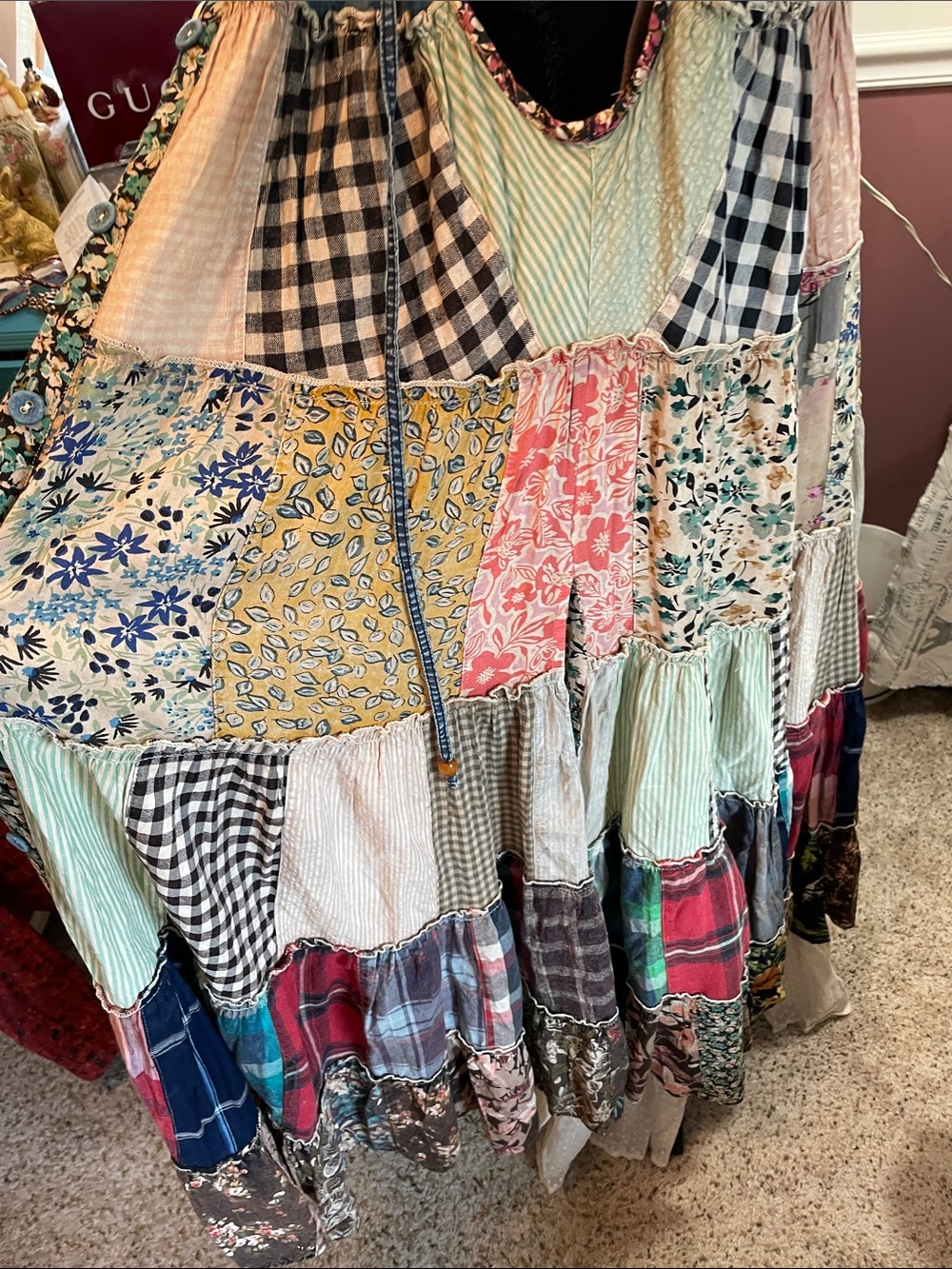 Boho Patchwork Hooded Long Duster /Dress - Multicolor Young Threads - Picture 9 of 17